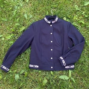 St John cropped blazer blue